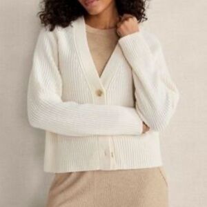 Everlane boxy organic Cream Knit Cardigan XL
